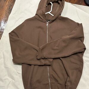 Oversized Brandy Melville Zip-up hoodie in brown